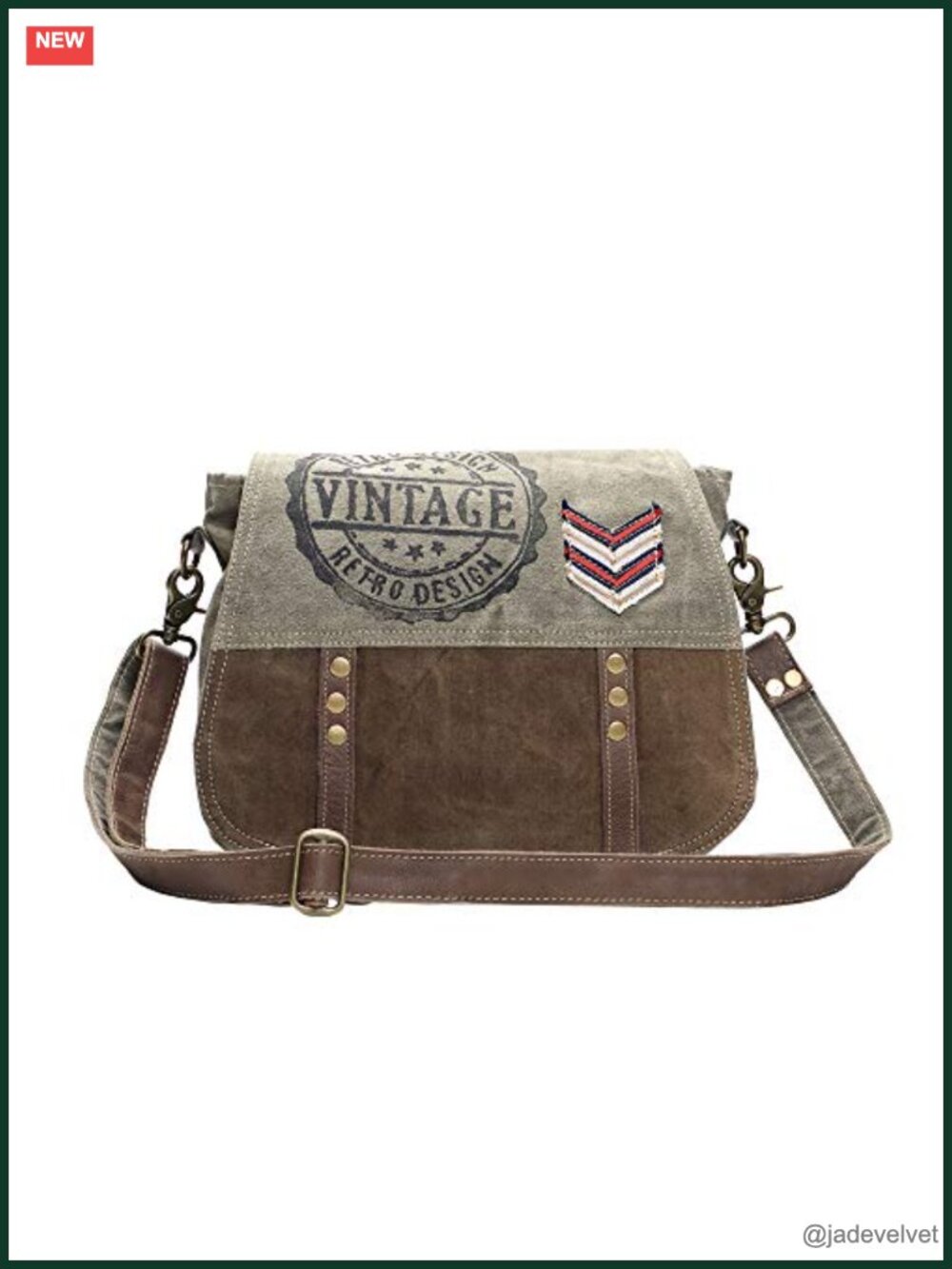 Canvas Messenger Bag with Leather Strap Crossbody Purse
